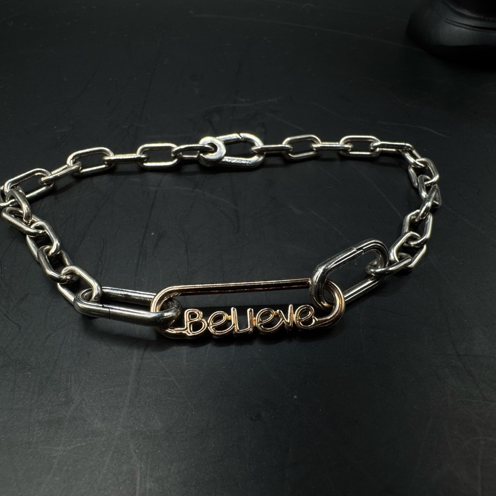 Pandora Silver and Gold 'Believe' Chain Bracelet